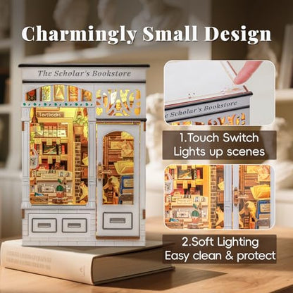 CUTEBEE Book Nook Kit for Adults, Cat Miniature House Kit, Adult Craft Gift - color: The Scholar's Bookstore