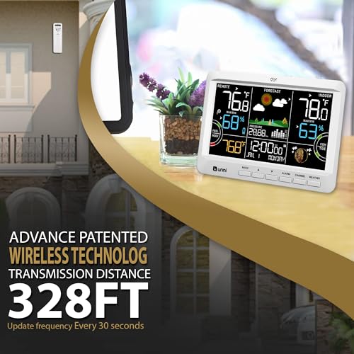 Weather Station Indoor Outdoor Thermometer Wireless Atomic Clock White - color: White