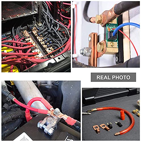 TKDMR 10 PCS 2 AWG - 3/8 Battery Cable Lugs Copper Wire Ring Terminals - size: 2 Awg - 3/8" (M10) Ring