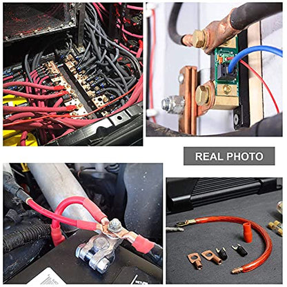 TKDMR 10 PCS 2 AWG - 3/8 Battery Cable Lugs Copper Wire Ring Terminals - size: 2 Awg - 3/8" (M10) Ring