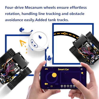 ACEBOTT Smart Robot Tank Car Kit with ESP32 for Arduino Robotics for Kids Ages 8-12 12-16 STEM Science Kits Coding Gifts for 8-16 Year Old Boys Girls Teens Cool Engineering Building Toys Unique Gifts - color: Gray