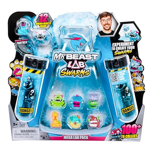 MrBeast Lab Swarms Mega Lab 12 Pk Vipermite - Experiment by Adding Water, Shaking The Test Tube & Revealing 12pk of 1" MrBeast Collectible Characters, 100+ to Collect, includes Special Edition Panther - style: 12 Pack - Vipermite