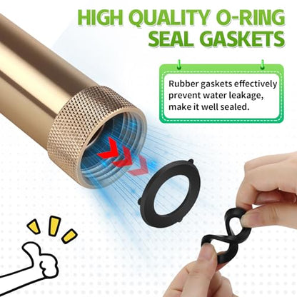 Brass Garden Hose Nozzle, 3/4inch GHT Adjustable Twist Spray Nozzle, 2 Pack
