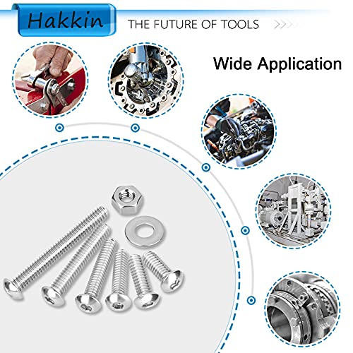 Hakkin 330pcs SAE 1/4-20 UNC Hex Socket Button Head Cap Screw Bolts Flat Washers Nuts Assortment Kit 304 Stainless Steel, 8 Sizes (Length 3/8" to 2"), Machine Screws Set with Storage Case - size: F. 1/4