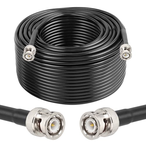 MOOKEERF 150ft 50 Ohm RG58 Coaxial Cable with BNC Connectors - size: 150FT