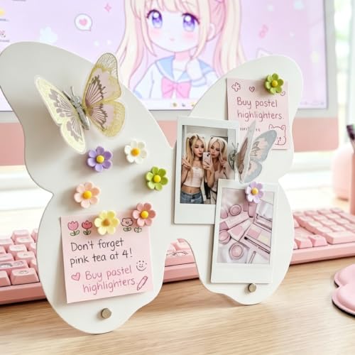 2 Pcs Small Magnetic Board, Cute Magnet Display Stand for Tabletop - color: 2pcs Pink and White