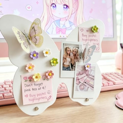 2 Pcs Small Magnetic Board, Cute Magnet Display Stand for Tabletop - color: 2pcs Pink and White