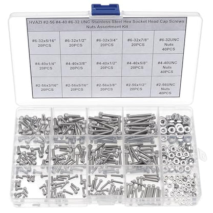 #2-56#4-40#6-32 UNC Knurled Hex Socket Head Cap Screw & Nut Kit - size: #2-56UNC/#4-40UNC/#6-32UNC