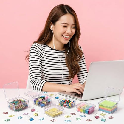 6Pcs Mini Plastic Beads Storage Box with Lids, 4.5 x 3.3 x 1.1 In
