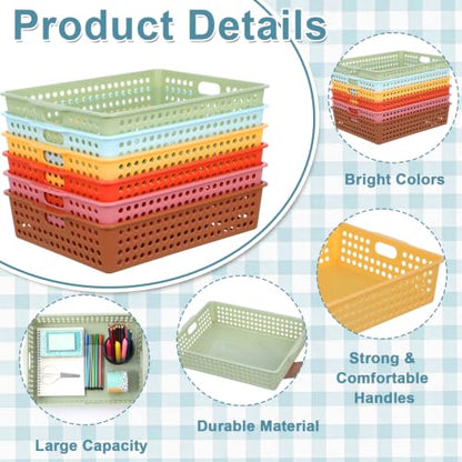 6 Pack Turn‑in Paper Trays for Classroom, Retro - color: Retro