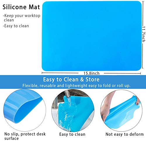 Resin Tools Set 22pcs, A3 Silicone Sheet with 100 ml Measuring Mixing Cups, Brushes Stir Sticks Spoons, Pipette for Epoxy Resin DIY Crafts Painting
