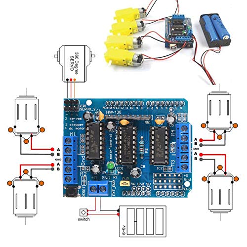 Robot Motor Kit DC Motor 3-6V Gear TT Motor with Tire Wheel + L293D Motor Drive Controller Motor Control Expansion Board for Arduino Smart Car
