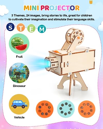 Poraxy STEM Science Kits for Kids Ages 8-10-12, 5 Set 3D Wooden Puzzles, Toys for Ages 8-13, DIY Educational Science Building Kits Crafts, Birthday Gifts for Boys and Girls 8 9 10 11 12 13 Year Old