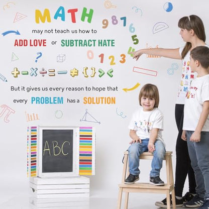 LHIUEM 2 Sheets Large Math Quotes Wall Decals,Inspirational Mathematics Wall Stickers,Big Geometry Symbols Stickers,Fun Math Decals Blue Orange Colors,Full Algebra Posters for School Classroom Nursery - color: Big Math Wall Sticker
