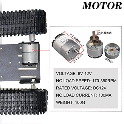 Professional Smart Robot Tank Car Chassis for School Eduactional Science Kits, DIY RC Tracked Robotic Obstacle Avoidance Platform Crawler Model with 2pcs Plastic Caterpillars, Remote Control STEAM - color: Black