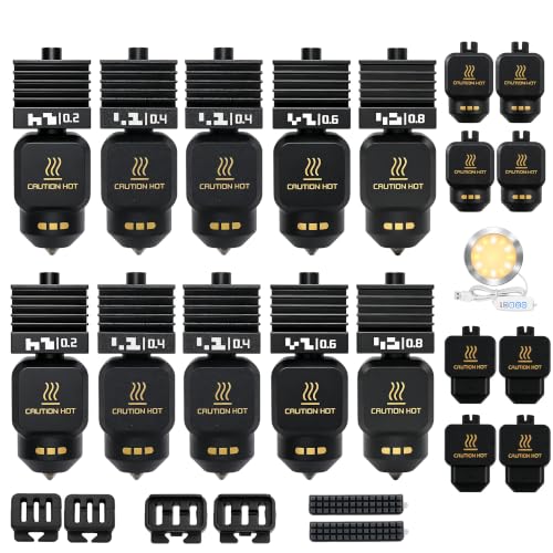 10PCS Hotend Nozzle Kit 0.2/0.4/0.4/0.6/0.8mm for Bambu Lab P2S H2D X2D H2S - color: 10pcs black 0.2/0.4/0.6/0.8mm P2S hotend