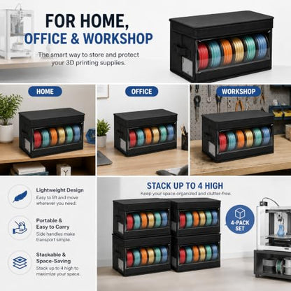 3D Printer Filament Storage Box, 4 Pack Filament Dryer for PLA ABS Spools