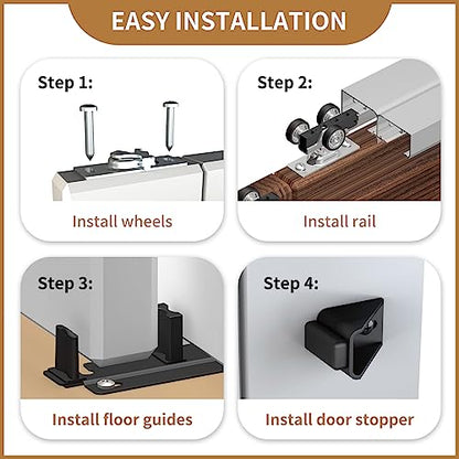 Heavy Duty Bypass Sliding Closet Door Track Hardware 72",6FT Aluminium Pocket Door Track Rail Set, Smoothly and Quietly, for 2 Door System - size: XC40-72"
