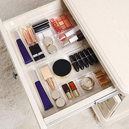 Oubonun Expandable Shallow Vanity Plastic Makeup Drawer Organizers, 2 Pack - size: 1.3" Height - 2 Pack