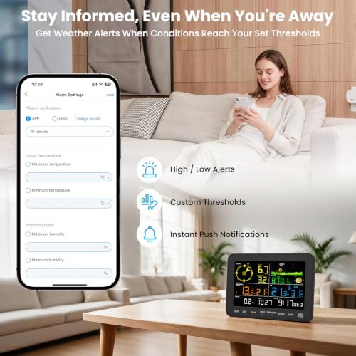 Sainlogic Smart WiFi Weather Station, Wireless Indoor Outdoor Weather Station with 24/7 Weather Forecast, Wind Speed, Rain Gauge, Alerts & 2-Year Data Export for Home Garden