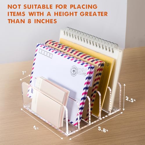 BEYGORM Acrylic Mail Holder, 5 Compartments Multifunction Desk Organizer - size: Medium