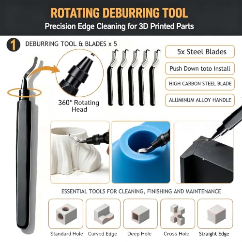 3D Printer Tool Kit Essential 3D Printer Tools for Removing, Smoothing, Finishing, Cleaning, Deburring, Craving, Measuring, Drilling 3D Printer Accessories for Bambu Lab, Ender3-Finishing - color: All in 1