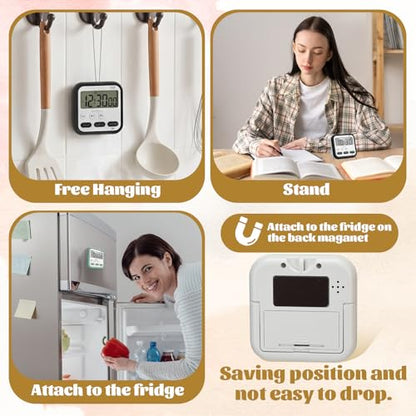 Leumoi 6 Pcs Digital Kitchen Timer 24 Hour Alarm, Classic Color - color: Classic Color