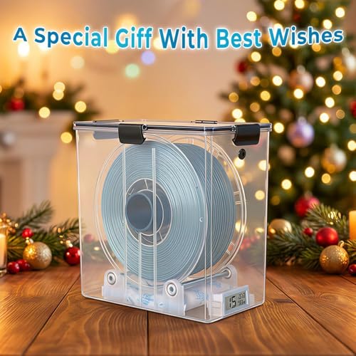 Filament Storage Box - 1 Pack 4L 3D Printer Filament Container with 1 Hygrometer, Airtight Dry Box for Sealing and Protection, Water-Proof & Dust-Proof, Reusable Desiccant, Tube Cutter
