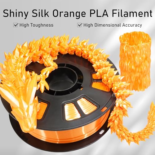 Silk Orange PLA Satin Shiny 3D Printer Filament, 1.75mm Diameter 1kg Spool 2.2lbs for FDM 3D Printers - color: Orange