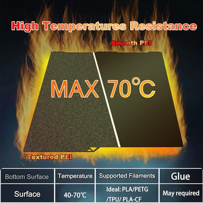 256x268mm Black Build Plate for Anycubi Kobra 3 V2/Kobra 3/Kobra 3 Combo, Double Sided Textured PEI+Smooth PEI Flexible Spring Steel Platform Heated Printing Bed for Anycubi Kobra 3D Printer - size: 256x268mm