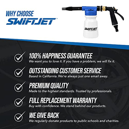 SwiftJet Car Wash Foam Gun + Wash Mitt - Works with Any Soap & Garden Hose - color: Blue Foam Gun with Mitt