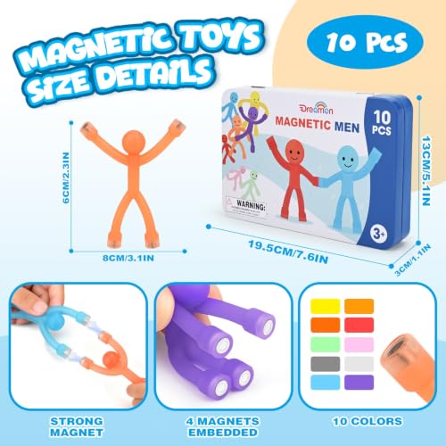 10Pcs Magnetic Travel Toys with Metal Box, Magnets Men for Kids Fidget Toys - size: 10Pcs Opaques