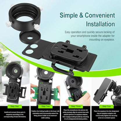Astromania Smartphone Adapter with T2 Thread and Eyepiece Adapter 36-42mm - size: Iphone and Eyepiece Adapter 36 - 42mm