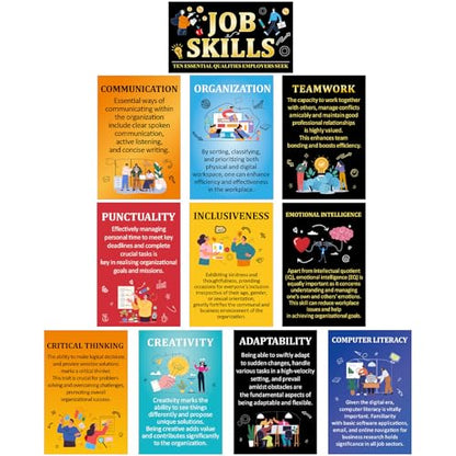 Outus 11 Pcs Job Skills Posters High School Classroom Decorations, Elegant - style: Elegant