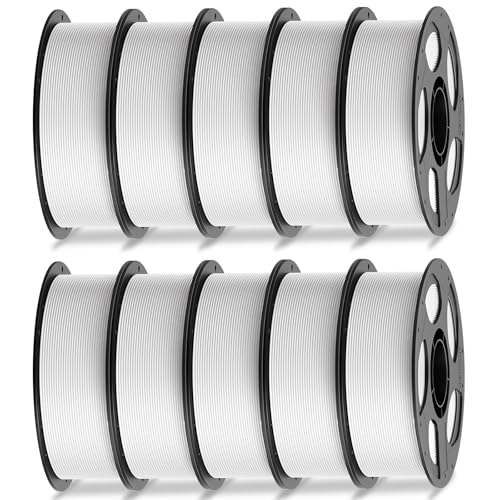 ANYCUBIC High Speed 3D Printer Filament 1.75mm Bundle, Rapid PLA Filament with High Prints Quality, Dimensional Accuracy +/- 0.02mm, 1KG Reusable Spool, 10 Pack Bright White - color: 10*1kg Bright White