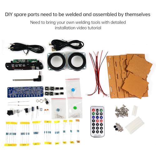 Diymore DIY Bluetooth Speaker Kit Radio Soldering Practice Kit,Dual Speakers & Remote Control,for TF/AUX/Bluetooth/USB Support,for Home and School Education Gifts for Women Men Mom Kids