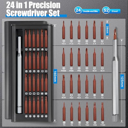 25-in-1 Precision Screwdriver Set, Professional Magnetic Repair Tool Kit with Torx & Pentalobe for iPhone, MacBook, PS5, Glasses, Watch, Electronics - Premium Bearing Steel Construction