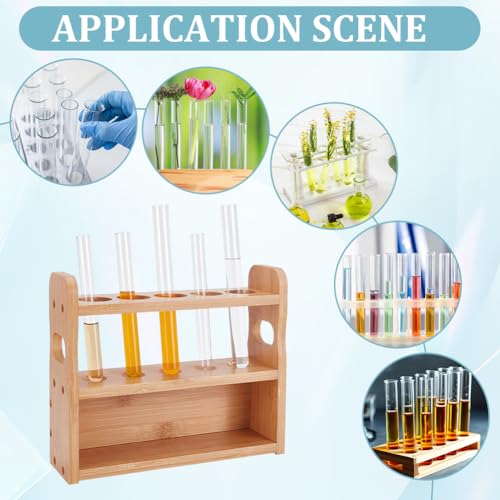UNICRAFTALE Bamboo Test Tube Rack 3 Tier Wooden Lab Rack Multi-Use Cylinder Tube Display Racks Rectangle Lab Supplies Tubes Holder Hole 34.5mm for Tests Tubes Chemistry Laboratory 9.4"x7.87"x2.75" - size: 24x7x20cm