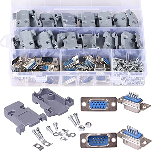VGA 20 Sets Solder Connector 3 Rows 15PIN RS232 Terminal Adapter - style: VGA DB15
