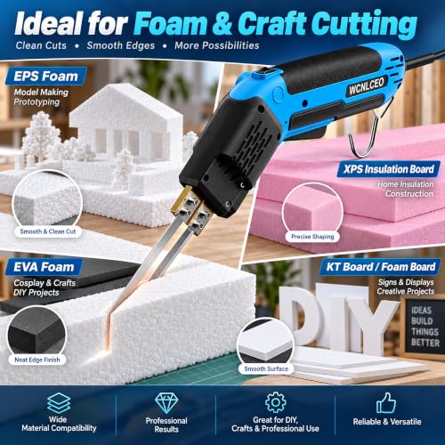 【New Model】 Foam Cutter Electric Hot Knife, Foam Cutting Tool Kit,Air Cooled 200W Styrofoam Cutting Tool Kit for Cutting Foam Board Insulation, EPP, EPS, XPS, EVA - color: B-blue Hot Knife Set