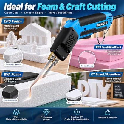 【New Model】 Foam Cutter Electric Hot Knife, Foam Cutting Tool Kit,Air Cooled 200W Styrofoam Cutting Tool Kit for Cutting Foam Board Insulation, EPP, EPS, XPS, EVA - color: B-blue Hot Knife Set