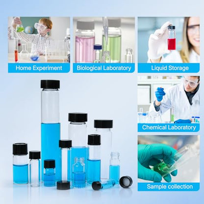30mL Glass Sample Vial, 24mm Screw Cap with PE Liner, 100-Pack - size: 30ml