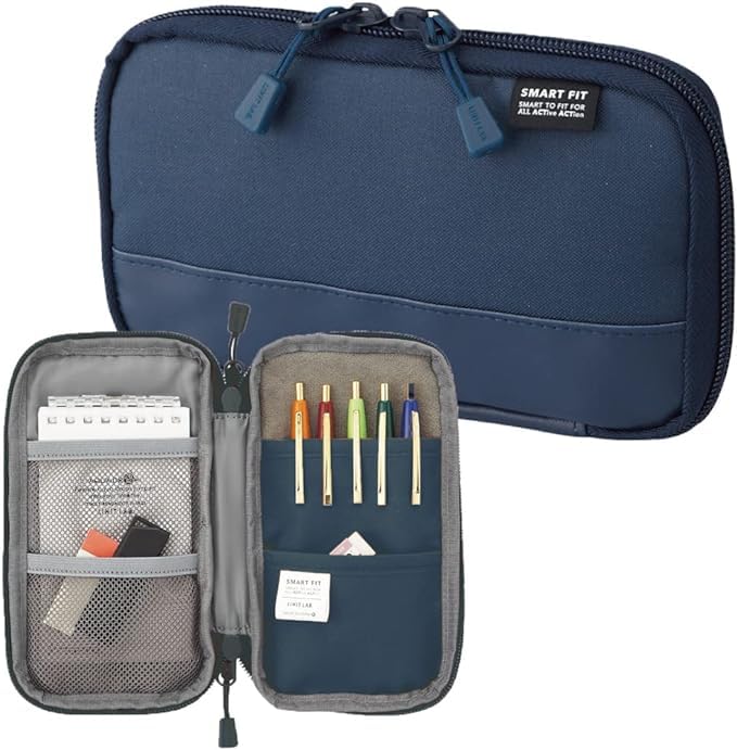 LIHITLAB Compact Pen Case, Water & Stain Repellent - color: Navy, style: Compact