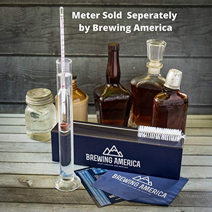 Brewing America Glass Hydrometer Test Tube Jar & Cylinder Brush - Narrow Flask for Alcohol by Volume Test - Moonshine, Homebrew Beer, Home Wine Making Kits, Borosilicate Glass 3.3