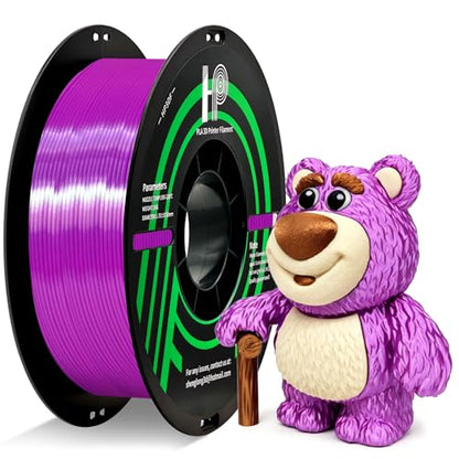 HP3DF PLA Filament, Silk PLA, 3D Printer Filament, PLA Filament 1.75mm Dimensional Accuracy +/- 0.02mm, 1KG Spool (2.2 lbs), Fit Most FDM Printer (Silk Purple) - color: Purple