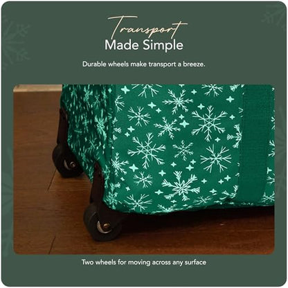Covermates Rolling Treasurekeeper Storage Bag, 19.25" W x 13" D x 18.5" H - color: Green Snowflake Polyester, size: 19.25W x 13D x 18.5H - With Wheels