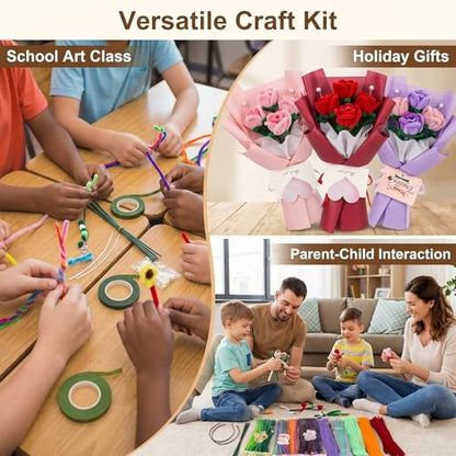800Pcs Pipe Cleaner Flower Kit, 20 Colors Pipe Cleaners Craft Supplies