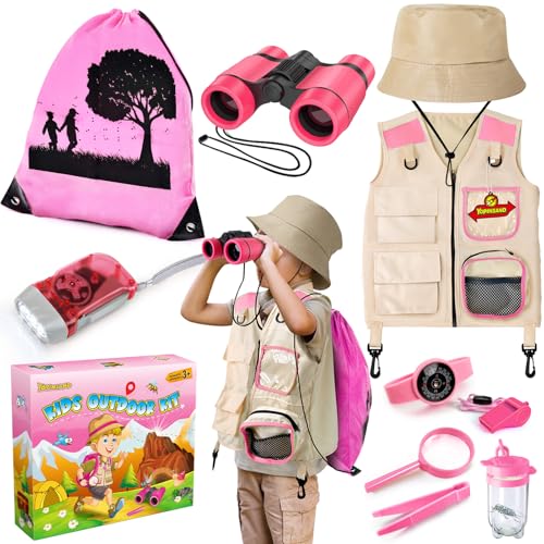 YOPINSAND Kids Explorer Kit & Bug Catcher Kit, Kids Outdoor Exploration Set - color: Pink