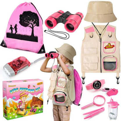 YOPINSAND Kids Explorer Kit & Bug Catcher Kit, Kids Outdoor Exploration Set - color: Pink