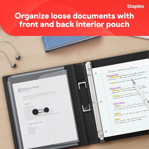 Staples Better 1-Inch D-Ring Binder, Heavy-Duty, Black, 275 Sheets - color: Black, size: 1-Inch